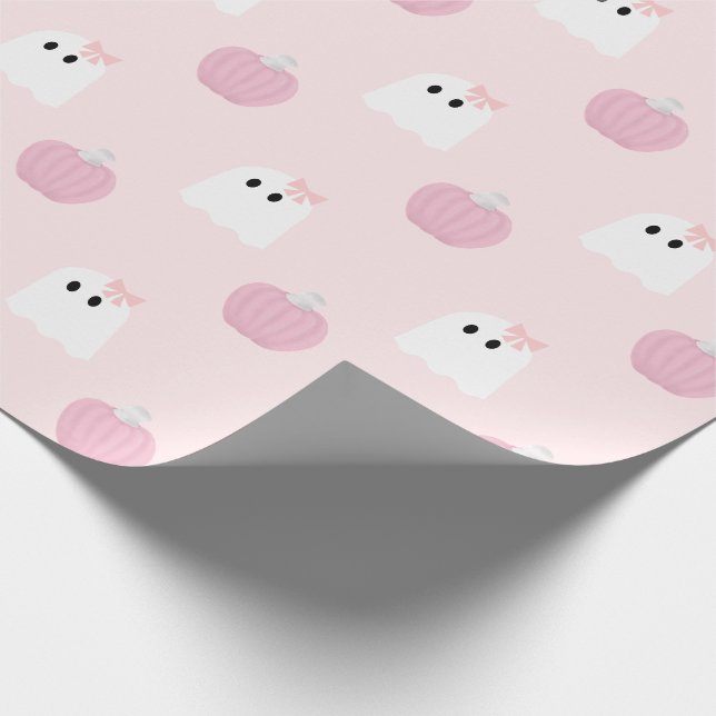 Papel De Regalo Patrón de calabaza rosa del Chica fantasma de Hall (Esquina)