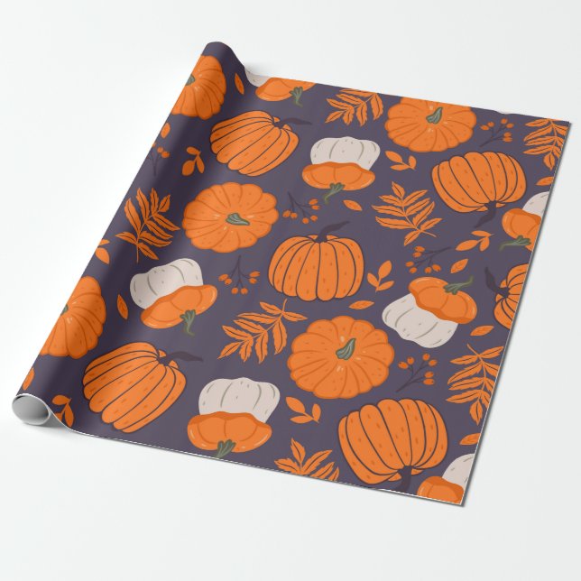 Papel De Regalo Patrón de calabazas de Halloween (Desenrollado)