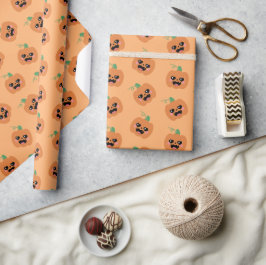 Papel De Regalo Patrón de calabazas de Kawaii de Halloween