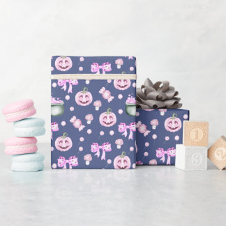 Papel De Regalo Patrón de calabazas rosadas lindas de Halloween