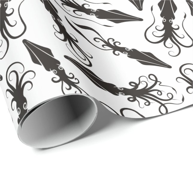 Papel De Regalo Patrón de calamar negro (Esquina del rollo)
