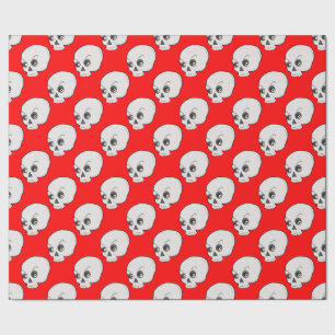Papel De Regalo Patrón De Calavera En Fondo Rojo