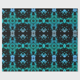 Papel De Regalo Patrón de caleidoscopio fractal eléctrico verde az