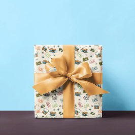 Papel De Regalo Patrón de cámara retro | Tan