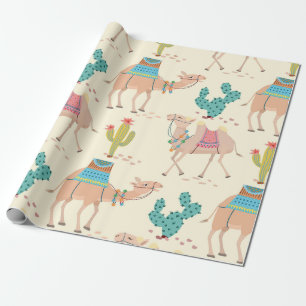 Papel De Regalo patrón de camello, patrón de cactus, impresión del