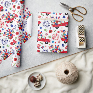 Papel De Regalo Patrón de camiones y fuegos artificiales