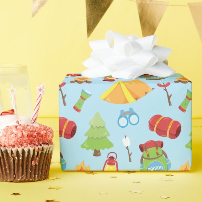 Papel De Regalo Patrón de campamento de verano personalizado (Fiesta de cumpleaños )