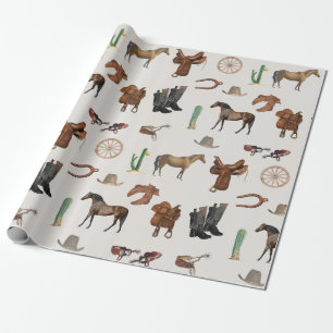 Papel De Regalo Patrón de campo de Cowboy Cowgirl Western Rodeo