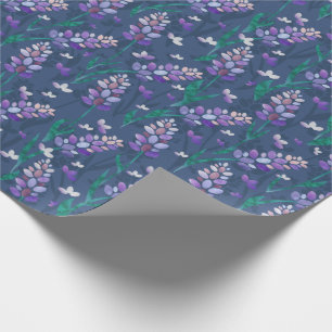 Papel De Regalo Patrón de campos de lavanda en morado
