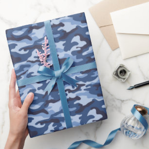 Papel De Regalo Patrón de camuflaje azul oscuro