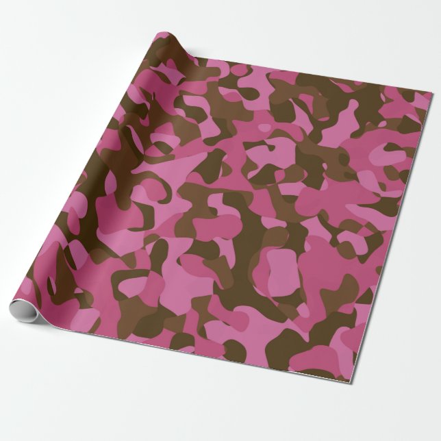 Papel De Regalo Patrón de camuflaje marrón rosa (Desenrollado)