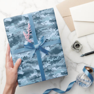 Papel De Regalo Patrón de camuflaje pixelado militar azul