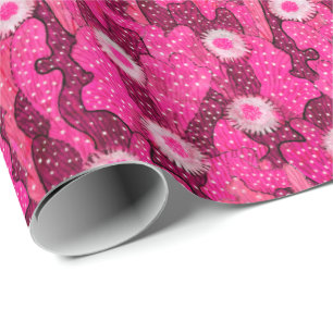 Papel De Regalo Patrón de camuflaje rosa suculento de cactus en fl