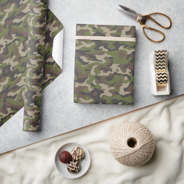 Papel De Regalo Patrón de camuflaje verde (Artesanía)