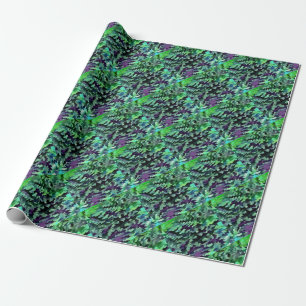 Papel De Regalo Patrón de Camuflaje Verde Jade y Púrpura