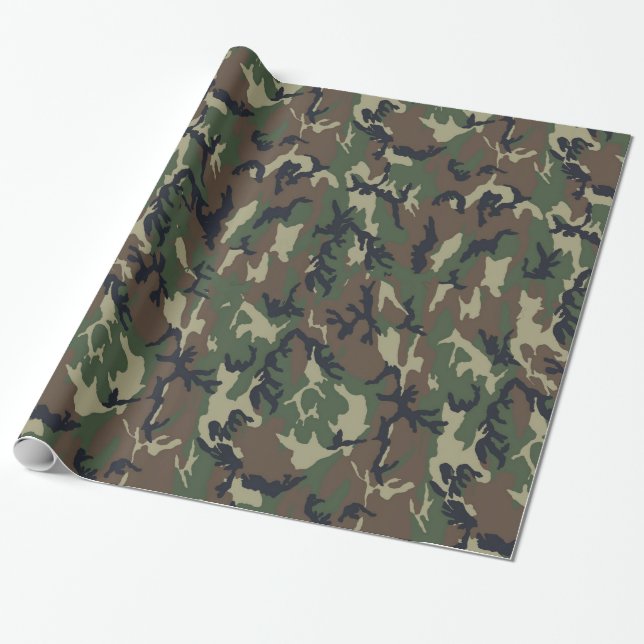 Papel De Regalo Patrón de camuflaje verde militar (Desenrollado)