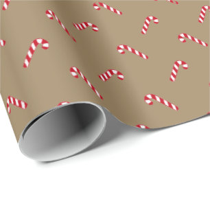 Papel De Regalo Patrón de caña de caramelo rústico kraft marrón na