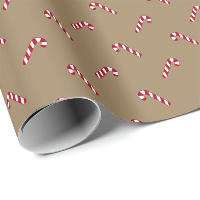 Papel De Regalo Patrón de caña de caramelo rústico kraft marrón na (Esquina del rollo)