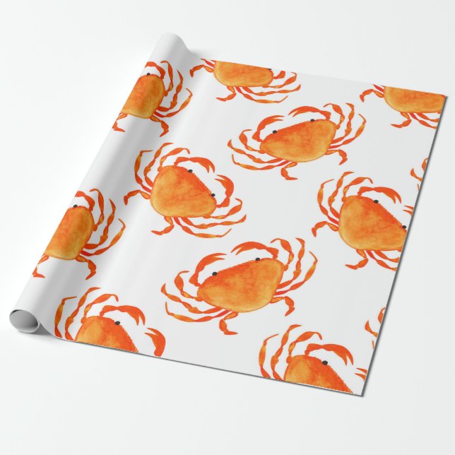 Papel De Regalo Patrón de cangrejos sin soldadura naranja (Desenrollado)