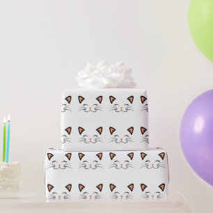 Papel De Regalo Patrón de cara de gato sonriente minimalista kawai