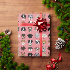 Papel De Regalo Patrón de cara de perro de los navidades