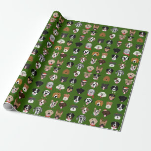 Papel De Regalo Patrón de cara de perro de los navidades