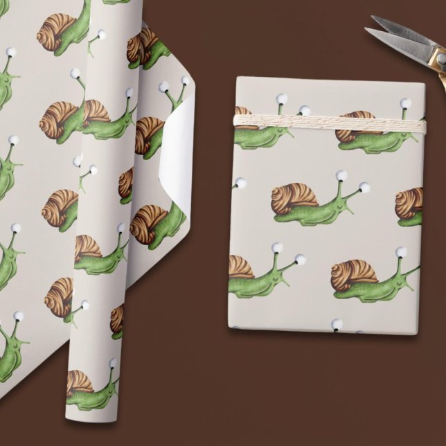 Papel De Regalo Patrón de caracol marrón verde lindo (Subido por el creador)