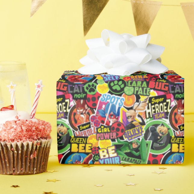 Papel De Regalo Patrón de caracteres milagrosos de superhéroes (Fiesta de cumpleaños )