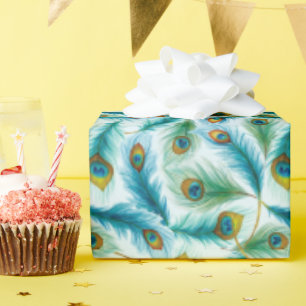 Papel De Regalo Patrón de características de pavo real de color ag