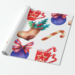 Papel De Regalo Patrón de caramelos de Año Nuevo brillante y sin f