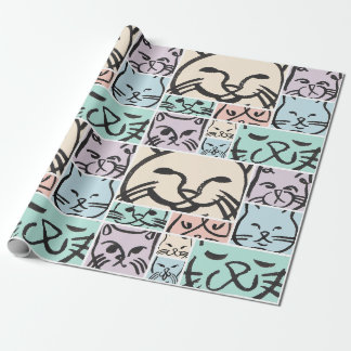 Papel De Regalo Patrón de caras de gato adorables dibujadas a mano
