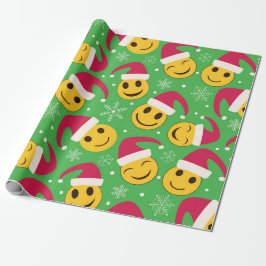 Papel De Regalo Patrón de caras sonrientes de Santa Feliz navidad