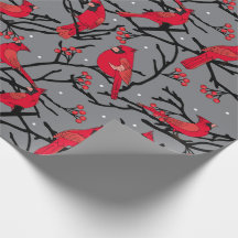 Patrón de cardenales rojos Navidades de Woodland