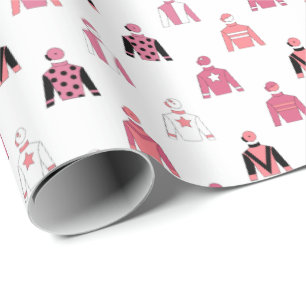 Papel De Regalo Patrón de Carreras de caballo blanco rosado de sed