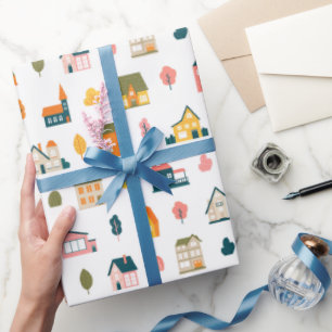 Papel De Regalo Patrón de casas de corte