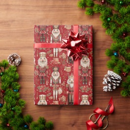 Papel De Regalo Patrón de cascanueces rojos Navidad