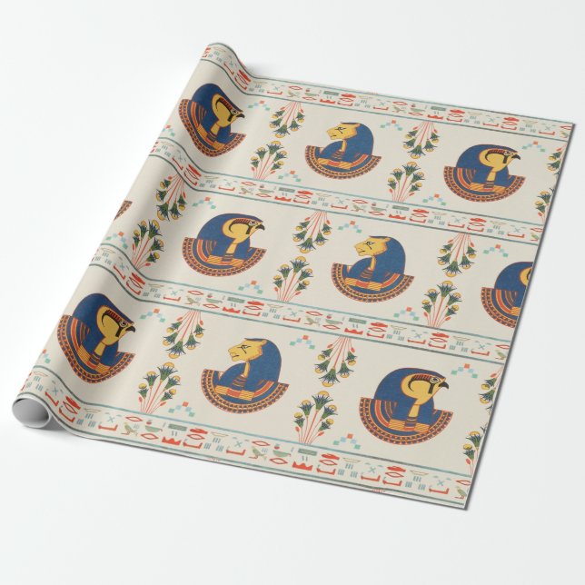 Papel De Regalo Patrón de castaño egipcio ornamental beige (Desenrollado)