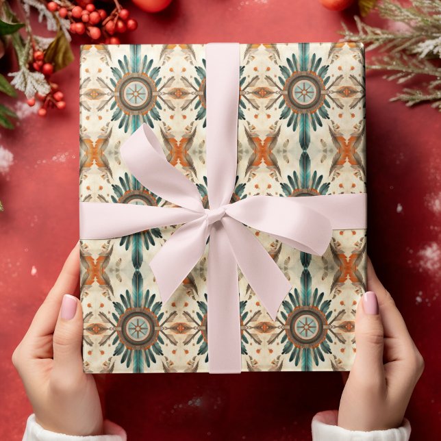 Papel De Regalo Patrón de Catcher de Sueños Retro de Feather Nativ (Subido por el creador)