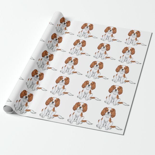 Papel De Regalo Patrón de Cavalier King Charles Spaniel de Blenhei (Desenrollado)