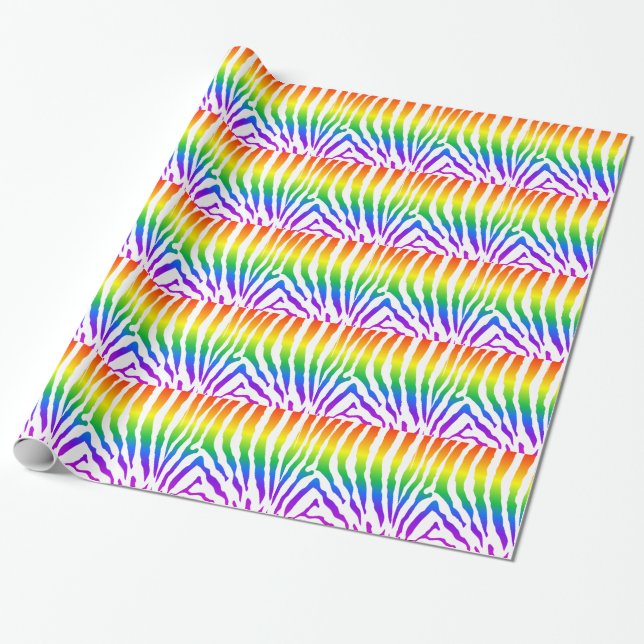 Papel De Regalo Patrón de cebra arco iris (Desenrollado)