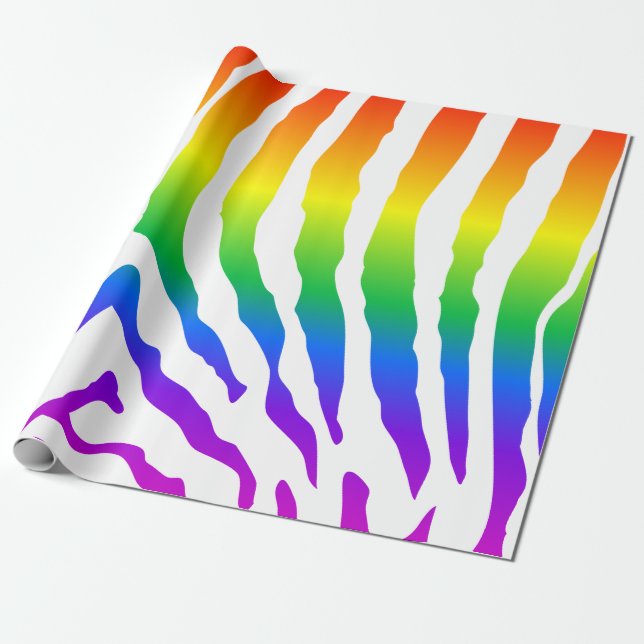 Papel De Regalo Patrón de cebra arco iris (Desenrollado)