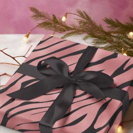 Papel De Regalo Patrón de cebra de color rosa metálico