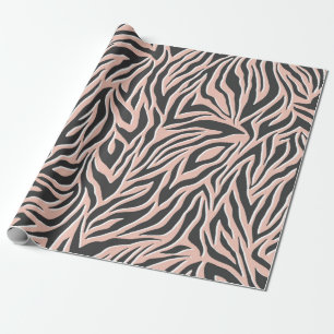 Papel De Regalo Patrón de cebra de contorno negro sin brillo. Salv