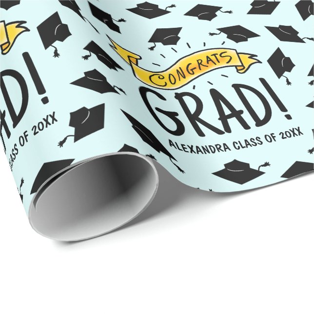 Papel De Regalo Patrón de celebración de la Banner Grad Gold de Fe (Esquina del rollo)