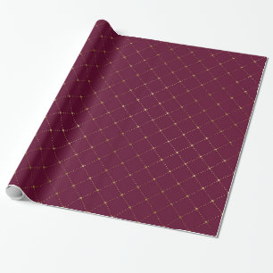 Papel De Regalo Patrón de celosía de borgoña y dorado