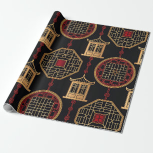 Papel De Regalo Patrón de celosía del pabellón chino