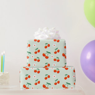 Papel De Regalo Patrón de Cereza Dulce Roja Coqueta