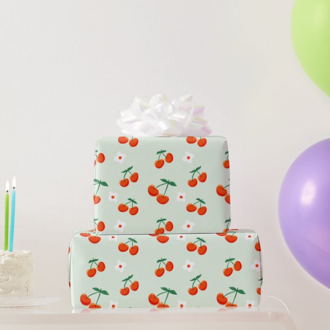 Papel De Regalo Patrón de Cereza Dulce Roja Coqueta (Regalos de fiesta)