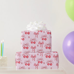 Papel De Regalo Patrón de cereza dulce roja Coquette