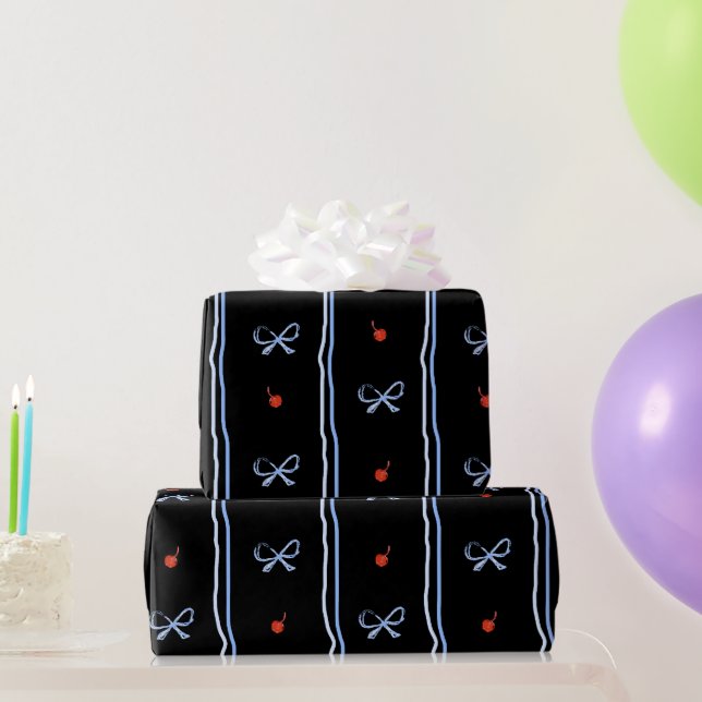 Papel De Regalo Patrón de Cereza Dulce Roja Coquette (Regalos de fiesta)